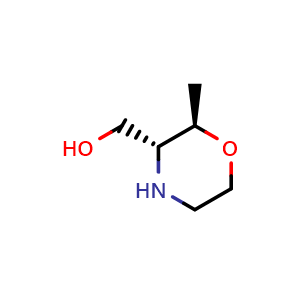 Chemical structure of ((2R,3R)-2-Methylmorpholin-3-yl)methanol , CAS 744196-64-3, AChemBlock B-1258