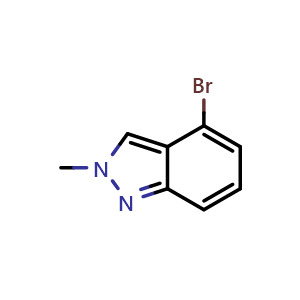 Chemical structure of 2-Methyl-4-bromoindazole , CAS 590417-93-9, AChemBlock C-2115