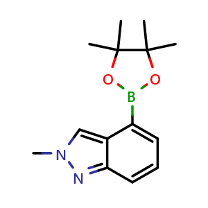 Chemical structure of 2-methyl-4-(4,4,5,5-tetramethyl-1,3,2-dioxaborolan-2-yl)-2H-indazole , CAS 885698-95-3, AChemBlock C-2117