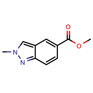 Chemical structure of Methyl 2-methyl-indazole-5-carboxylate , CAS 1092351-86-4, AChemBlock C-2120