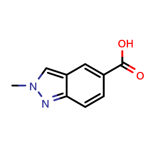 Chemical structure of 2-Methyl-indazole-5-carboxylic acid , CAS 1197943-94-4, AChemBlock C-2124