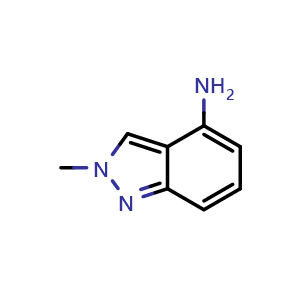 Chemical structure of 4-Amino-2-methyl-2H-indazole , CAS 82013-51-2, AChemBlock C-2131