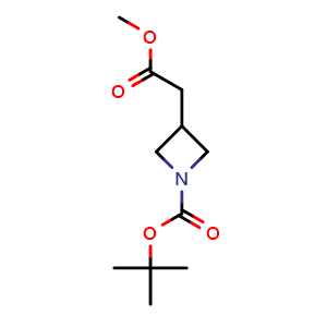 Chemical structure of Methyl 1-Boc-3-azetidineacetate , CAS 497160-14-2, AChemBlock C-2238