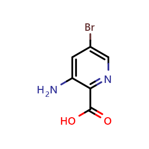 Chemical structure of 3-Amino-5-bromopyridine-2-carboxylic acid , CAS 870997-85-6, AChemBlock C-2276