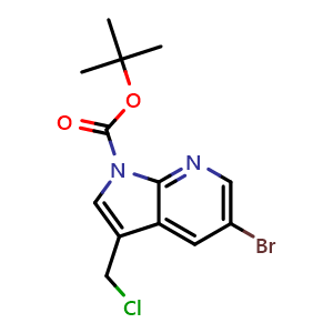 Chemical structure of 1-Boc-5-bromo-3-(chloromethyl)-7-azaindole , CAS 1234616-42-2, AChemBlock C-2339