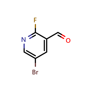 Chemical structure of 5-Bromo-2-fluoropyridine-3-carboxaldehyde , CAS 875781-15-0, AChemBlock C-2352