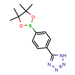Chemical structure of 5-(4-(4,4,5,5-tetramethyl-1,3,2-dioxaborolan-2-yl)phenyl)-2H-tetrazole , CAS 775351-40-1, AChemBlock C-2360