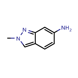 Chemical structure of 6-Amino-2-methyl-2H-indazole , CAS 50593-30-1, AChemBlock C-2397