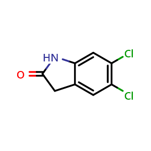 Chemical structure of 5,6-Dichloroindolin-2-one , CAS 71293-59-9, AChemBlock C-2434