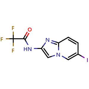 Chemical structure of 2,2,2-Trifluoro-N-(6-iodo-imidazo[1,2-a]pyridin-2-yl)acetamide , CAS 209971-49-3, AChemBlock C-2435