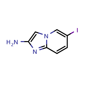 Chemical structure of 6-Iodo-imidazo[1,2-a]pyridin-2-ylamine , CAS 947248-49-9, AChemBlock C-2436