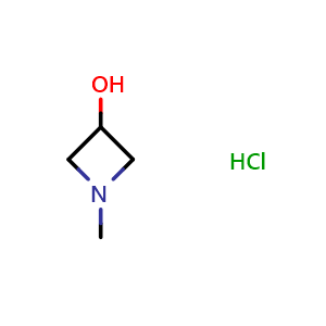 Chemical structure of 3-Hydroxy-1-methylazetidine hydrochloride , CAS 26687-49-0, AChemBlock C-2454-1