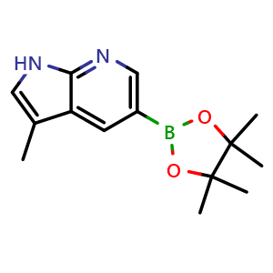 Chemical structure of 3-Methyl-5-(4,4,5,5-tetramethyl-1,3,2-dioxaborolan-2-yl)-1H-pyrrolo[2,3-b]pyridine , CAS 1111637-95-6, AChemBlock C-2798