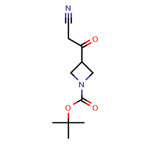 Chemical structure of 1-Boc-3-(2-cyano-acetyl)-azetidine , CAS 887594-13-0, AChemBlock C-2825