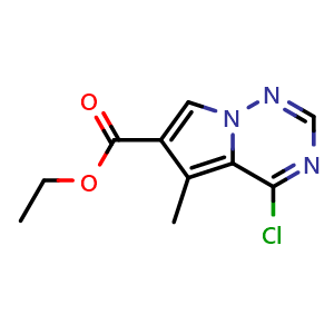 Chemical structure of Ethyl 4-chloro-5-methylpyrrolo[2,1-f][1,2,4]triazine-6-carboxylate , CAS 427878-41-9, AChemBlock C-2832