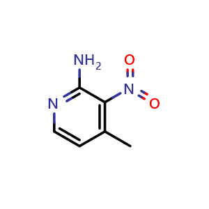 Chemical structure of 2-Amino-4-methyl-3-nitropyridine , CAS 6635-86-5, AChemBlock C-2835