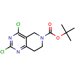 Chemical structure of 6-Boc-2,4-dichloro-5,6,7,8-tetrahydropyrido[4,3-d]pyrimidine , CAS 635698-56-5, AChemBlock C-2843