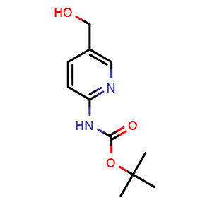 Chemical structure of tert-Butyl 5-(hydroxymethyl)pyridin-2-ylcarbamate , CAS 169280-83-5, AChemBlock C-2907