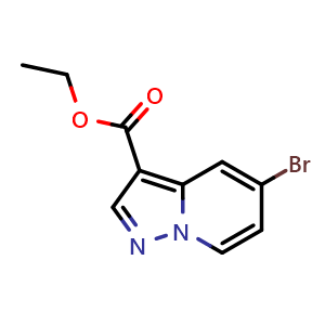 Chemical structure of Ethyl 5-bromopyrazolo[1,5-a]pyridine-3-carboxylate , CAS 885276-93-7, AChemBlock C-2914