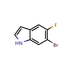 Chemical structure of 6-Bromo-5-fluoroindole , CAS 259860-08-7, AChemBlock C-2934