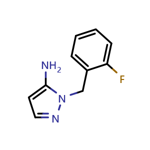 Chemical structure of 5-Amino-1-(2-fluorobenzyl)-1H-pyrazole , CAS 1152858-54-2, AChemBlock C-2958