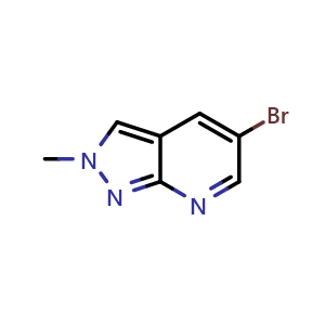 Chemical structure of 5-Bromo-2-methyl-2H-pyrazolo[3,4-b]pyridine , CAS 1316852-65-9, AChemBlock C-2980