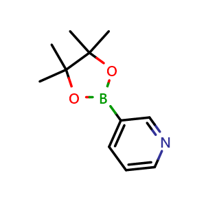 Chemical structure of 3-(4,4,5,5-tetramethyl-1,3,2-dioxaborolan-2-yl)pyridine , CAS 329214-79-1, AChemBlock C-3215