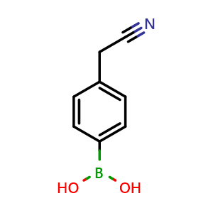 Chemical structure of 4-(Cyanomethyl)benzeneboronic acid , CAS 91983-26-5, AChemBlock C-3217