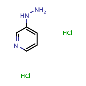 Chemical structure of 3-Hydrazinopyridine dihydrochloride , CAS 364727-74-2, AChemBlock C-3227