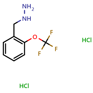 Chemical structure of 2-Trifluoromethoxybenzylhydrazine dihydrochloride , CAS 887595-82-6, AChemBlock C-3258