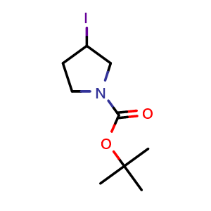 Chemical structure of 1-Boc-3-iodopyrrolidine , CAS 774234-25-2, AChemBlock C-3298