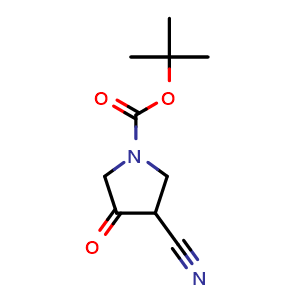 Chemical structure of 1-Boc-3-cyano-4-oxopyrrolidine , CAS 175463-32-8, AChemBlock C-3311