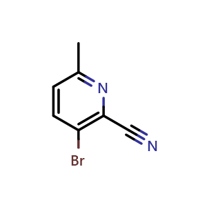 Chemical structure of 3-Bromo-6-methylpicolinonitrile , CAS 717843-48-6, AChemBlock C-3357