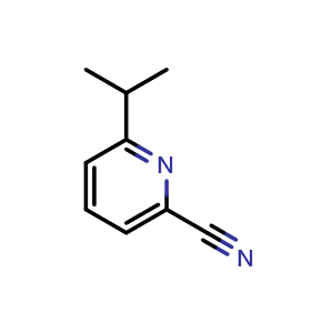 Chemical structure of 2-Cyano-6-isopropylpyridine , CAS 337904-76-4, AChemBlock C-3364