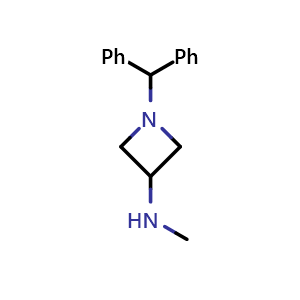 Chemical structure of 1-Diphenylmethyl-(3-methylamino)azetidine , CAS 69159-49-5, AChemBlock C-3404