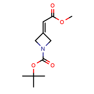 Chemical structure of 1-Boc-3-methoxycarbonylmethylene-azetidine , CAS 1105662-87-0, AChemBlock C-3410