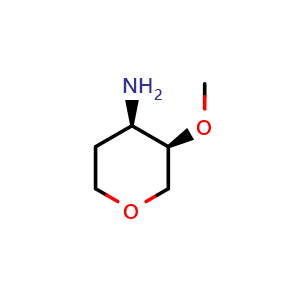 Chemical structure of cis-4-Amino-3-(methoxy)tetrahydropyran , CAS 955027-73-3, AChemBlock C-3418