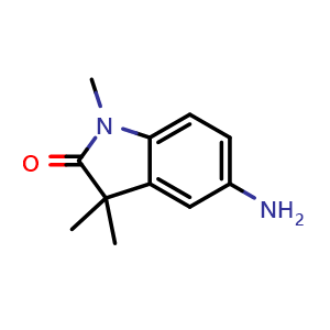 Chemical structure of 5-Amino-1,3,3-trimethyl-2-oxindole , CAS 953048-71-0, AChemBlock C-3424