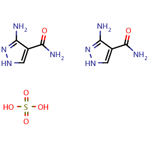 Chemical structure of 3-Amino-4-pyrazolecarboxamide hemisulfate , CAS 27511-79-1, AChemBlock C-3430