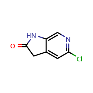 Chemical structure of 5-Chloro-1H-pyrrolo[2,3-c]pyridin-2(3H)-one , CAS 136888-17-0, AChemBlock C-3445