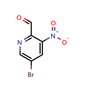 Chemical structure of 5-Bromo-3-nitropyridine-2-carbaldehyde , CAS 1086838-46-1, AChemBlock C-3451