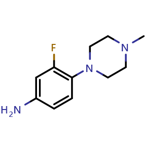 Chemical structure of 3-Fluoro-4-(4-methyl-1-piperazinyl)benzenamine , CAS 221198-99-8, AChemBlock C-3469