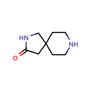 Chemical structure of 2,8-Diazaspiro[4.5]decan-3-one , CAS 561314-57-6, AChemBlock C-3479