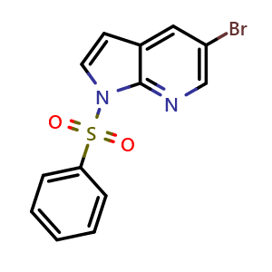 Chemical structure of 5-Bromo-1-(phenylsulfonyl)-7-azaindole , CAS 1001070-33-2, AChemBlock C-3486
