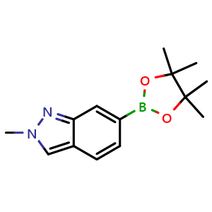 Chemical structure of 2-methyl-6-(4,4,5,5-tetramethyl-1,3,2-dioxaborolan-2-yl)-2H-indazole , CAS 1204580-79-9, AChemBlock C-3507