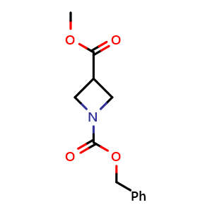 Chemical structure of Methyl 1-Cbz-azetidine-3-carboxylate , CAS 757239-60-4, AChemBlock C-3556