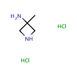 Chemical structure of 3-Amino-3-methylazetidine dihydrochloride , CAS 124668-47-9, AChemBlock C-3560