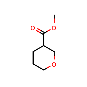 Chemical structure of Methyl tetrahydro-2H-pyran-3-carboxylate , CAS 18729-20-9, AChemBlock C-3572