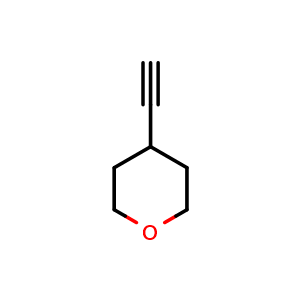 Chemical structure of 4-Ethynyltetrahydro-2H-pyran , CAS 1202245-65-5, AChemBlock C-3588