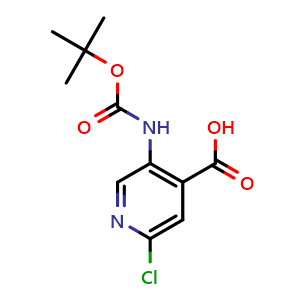 Chemical structure of 5-(Boc-amino)-2-chloropyridine-4-carboxylic acid , CAS 171178-46-4, AChemBlock C-3600